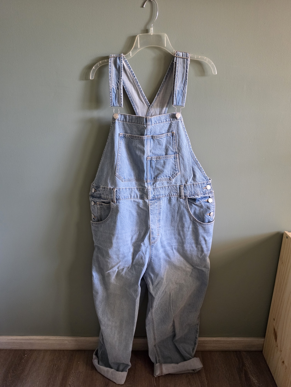Quince NWOT 100% Organic Cotton Overalls Icey Blue - Picture 3 of 5